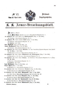 Kaiserlich-königliches Armee-Verordnungsblatt: Personal-Angelegenheiten 18660427 Seite: 1