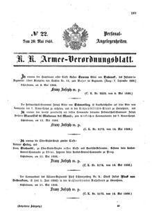 Kaiserlich-königliches Armee-Verordnungsblatt: Personal-Angelegenheiten 18660520 Seite: 1