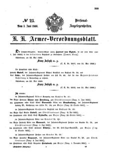 Kaiserlich-königliches Armee-Verordnungsblatt: Personal-Angelegenheiten 18660603 Seite: 1