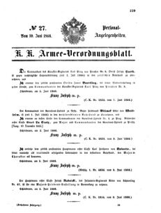 Kaiserlich-königliches Armee-Verordnungsblatt: Personal-Angelegenheiten 18660610 Seite: 1