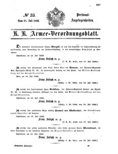 Kaiserlich-königliches Armee-Verordnungsblatt: Personal-Angelegenheiten 18660718 Seite: 1