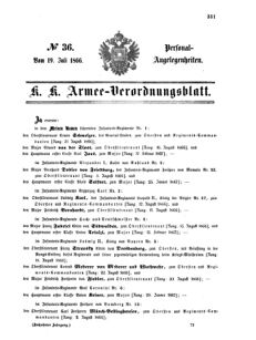 Kaiserlich-königliches Armee-Verordnungsblatt: Personal-Angelegenheiten 18660719 Seite: 1