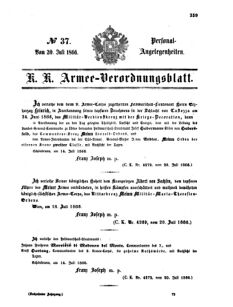 Kaiserlich-königliches Armee-Verordnungsblatt: Personal-Angelegenheiten 18660720 Seite: 1