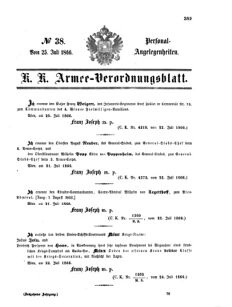 Kaiserlich-königliches Armee-Verordnungsblatt: Personal-Angelegenheiten 18660725 Seite: 1