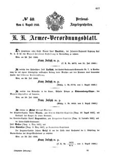 Kaiserlich-königliches Armee-Verordnungsblatt: Personal-Angelegenheiten 18660804 Seite: 1