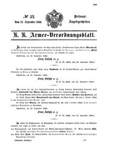 Kaiserlich-königliches Armee-Verordnungsblatt: Personal-Angelegenheiten 18660927 Seite: 1