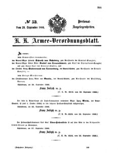 Kaiserlich-königliches Armee-Verordnungsblatt: Personal-Angelegenheiten 18660929 Seite: 1