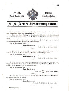 Kaiserlich-königliches Armee-Verordnungsblatt: Personal-Angelegenheiten 18661006 Seite: 1