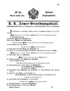 Kaiserlich-königliches Armee-Verordnungsblatt: Personal-Angelegenheiten 18661013 Seite: 1