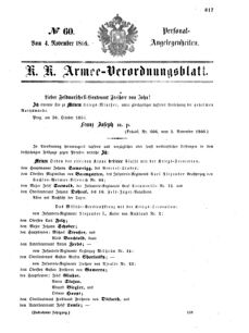 Kaiserlich-königliches Armee-Verordnungsblatt: Personal-Angelegenheiten 18661104 Seite: 1