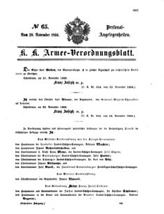 Kaiserlich-königliches Armee-Verordnungsblatt: Personal-Angelegenheiten 18661128 Seite: 1