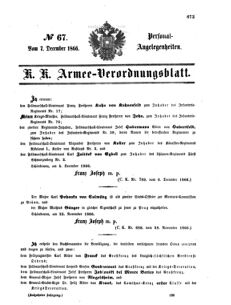 Kaiserlich-königliches Armee-Verordnungsblatt: Personal-Angelegenheiten 18661207 Seite: 1