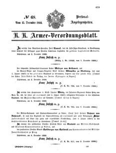 Kaiserlich-königliches Armee-Verordnungsblatt: Personal-Angelegenheiten 18661215 Seite: 1