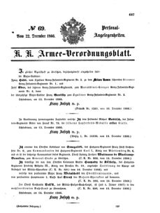 Kaiserlich-königliches Armee-Verordnungsblatt: Personal-Angelegenheiten 18661222 Seite: 1