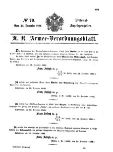 Kaiserlich-königliches Armee-Verordnungsblatt: Personal-Angelegenheiten 18661224 Seite: 1