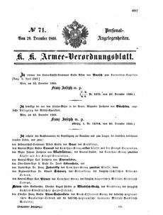 Kaiserlich-königliches Armee-Verordnungsblatt: Personal-Angelegenheiten 18661229 Seite: 1