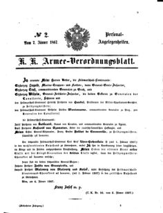 Kaiserlich-königliches Armee-Verordnungsblatt: Personal-Angelegenheiten 18670107 Seite: 1