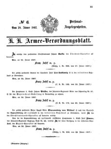 Kaiserlich-königliches Armee-Verordnungsblatt: Personal-Angelegenheiten 18670128 Seite: 1