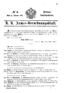 Kaiserlich-königliches Armee-Verordnungsblatt: Personal-Angelegenheiten