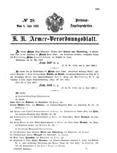 Kaiserlich-königliches Armee-Verordnungsblatt: Personal-Angelegenheiten 18670608 Seite: 1