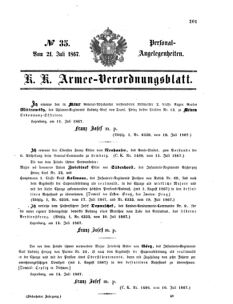 Kaiserlich-königliches Armee-Verordnungsblatt: Personal-Angelegenheiten 18670721 Seite: 1