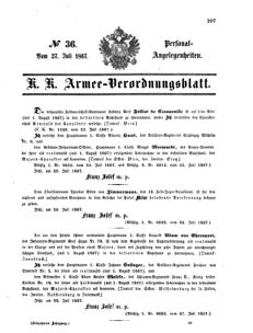 Kaiserlich-königliches Armee-Verordnungsblatt: Personal-Angelegenheiten 18670727 Seite: 1