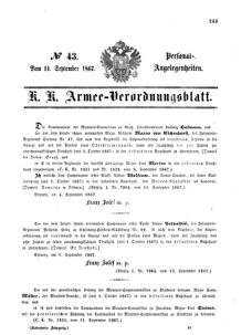 Kaiserlich-königliches Armee-Verordnungsblatt: Personal-Angelegenheiten 18670914 Seite: 1