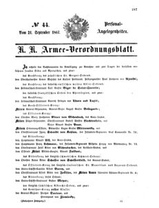 Kaiserlich-königliches Armee-Verordnungsblatt: Personal-Angelegenheiten 18670921 Seite: 1