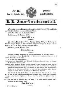 Kaiserlich-königliches Armee-Verordnungsblatt: Personal-Angelegenheiten 18670927 Seite: 1