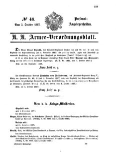 Kaiserlich-königliches Armee-Verordnungsblatt: Personal-Angelegenheiten 18671005 Seite: 1