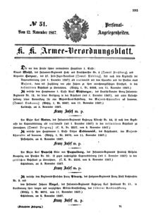 Kaiserlich-königliches Armee-Verordnungsblatt: Personal-Angelegenheiten 18671112 Seite: 1