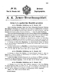 Kaiserlich-königliches Armee-Verordnungsblatt: Personal-Angelegenheiten 18671126 Seite: 1