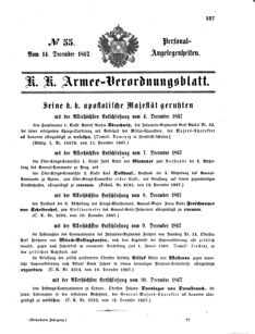 Kaiserlich-königliches Armee-Verordnungsblatt: Personal-Angelegenheiten 18671214 Seite: 1