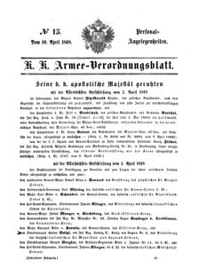 Kaiserlich-königliches Armee-Verordnungsblatt: Personal-Angelegenheiten 18680410 Seite: 1