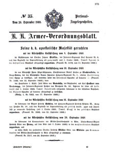 Kaiserlich-königliches Armee-Verordnungsblatt: Personal-Angelegenheiten 18680926 Seite: 1