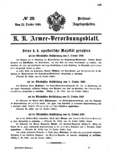 Kaiserlich-königliches Armee-Verordnungsblatt: Personal-Angelegenheiten 18681022 Seite: 1