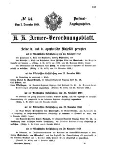 Kaiserlich-königliches Armee-Verordnungsblatt: Personal-Angelegenheiten 18681207 Seite: 1