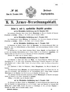 Kaiserlich-königliches Armee-Verordnungsblatt: Personal-Angelegenheiten 18681216 Seite: 1