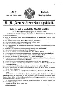 Kaiserlich-königliches Armee-Verordnungsblatt: Personal-Angelegenheiten 18690115 Seite: 1