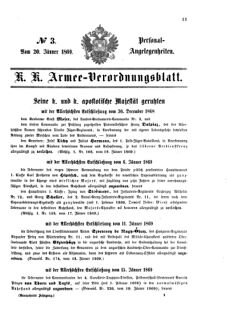 Kaiserlich-königliches Armee-Verordnungsblatt: Personal-Angelegenheiten 18690120 Seite: 1