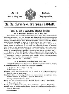 Kaiserlich-königliches Armee-Verordnungsblatt: Personal-Angelegenheiten 18690315 Seite: 1