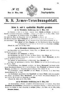 Kaiserlich-königliches Armee-Verordnungsblatt: Personal-Angelegenheiten 18690320 Seite: 1