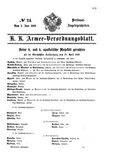 Kaiserlich-königliches Armee-Verordnungsblatt: Personal-Angelegenheiten 18690603 Seite: 1