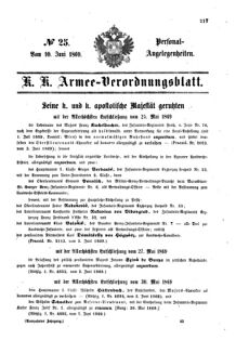 Kaiserlich-königliches Armee-Verordnungsblatt: Personal-Angelegenheiten 18690610 Seite: 1