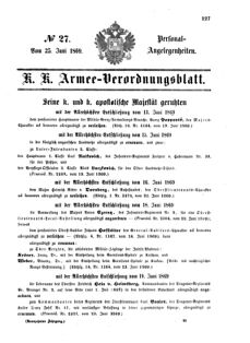 Kaiserlich-königliches Armee-Verordnungsblatt: Personal-Angelegenheiten 18690625 Seite: 1