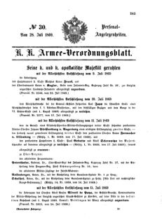 Kaiserlich-königliches Armee-Verordnungsblatt: Personal-Angelegenheiten 18690728 Seite: 1