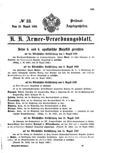 Kaiserlich-königliches Armee-Verordnungsblatt: Personal-Angelegenheiten 18690821 Seite: 1