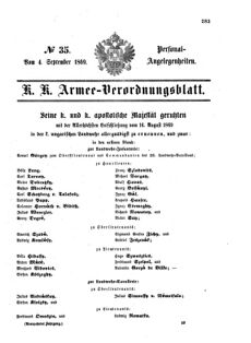 Kaiserlich-königliches Armee-Verordnungsblatt: Personal-Angelegenheiten 18690904 Seite: 1