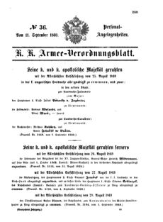 Kaiserlich-königliches Armee-Verordnungsblatt: Personal-Angelegenheiten 18690911 Seite: 1