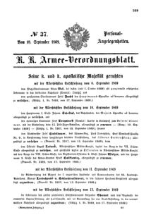 Kaiserlich-königliches Armee-Verordnungsblatt: Personal-Angelegenheiten 18690918 Seite: 1